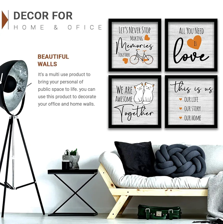 Kotart Lets Never Stop Family Quotes Frames for Wall Decor Set of 4