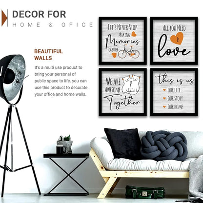 Kotart Lets Never Stop Family Quotes Frames for Wall Decor Set of 4