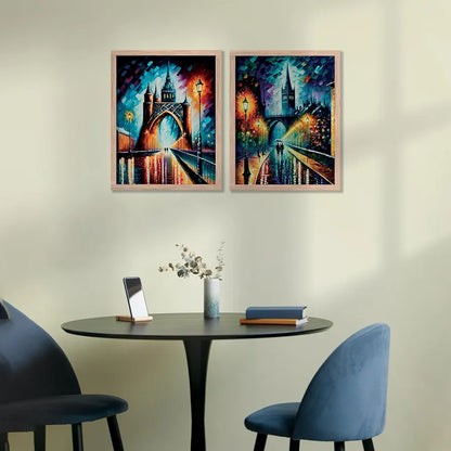 Kotart Premium Digital Painting with Frame for Home Decoration Iconic City Painting Pack of 2 Design02