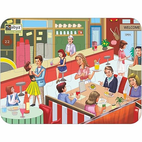ABYZ Wooden Jigsaw Puzzles for Kids New Restaurant Jigsaw Puzzle for Kids of Age 4-6 Years 24 Pcs