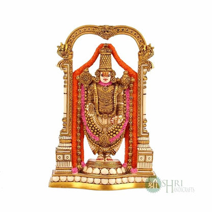 Indicast 8" Inch Tirupati Balaji Fine Painting Idol Decorative Showpiece Handcrafted Balaji Murti for Home Office