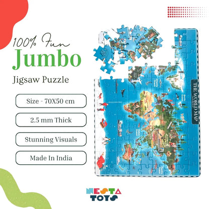 NESTA TOYS - Floor Puzzle & Game, World Map Jigsaw Puzzle, Educational Toy, Gifts for Boys & Girls Ages 6 to 14 | Geography for Kids | 108 pcs, 70 x 50 cm