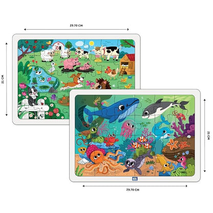 Mini Leaves 2 Puzzles With 59 Pieces | Animal Wooden Jigsaw Puzzle for 4-6 Years | Educational Puzzle