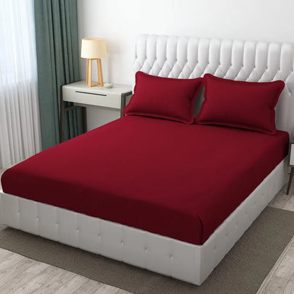 Fresh From Loom Microfiber Breathable Queen Size Double Bedsheet Set With 2 Pillow Covers 144 TC Maroon