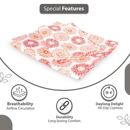 Divine Casa 144 TC 100% Cotton Bedsheet for Single Bed with 1 Pillow Cover Colour Red Orange