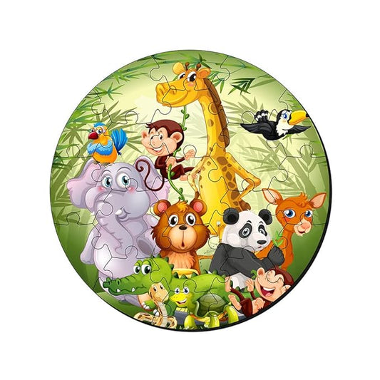 Artvibes Wooden Premium Wild Funny Animal Puzzles for Kids Age 2 and 3 | 19 Piece Puzzles | Fun Learning Brain Booster for Little Champions