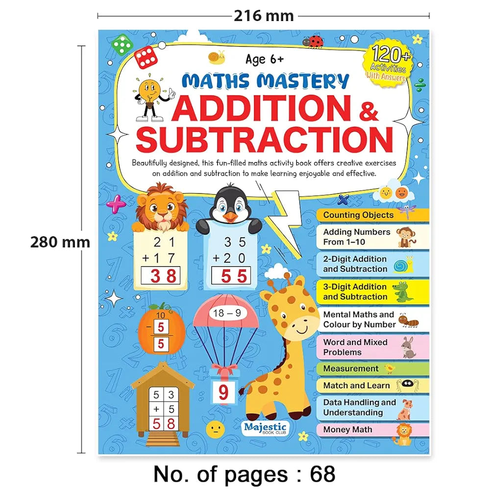 Addition & Subtraction Maths Activity Book for Kids | 120+ Engaging Activities | Fun Characters & Colourful Images | Skill Booster Activities for Children Age 6+ | Learn, Play Everyday | The Book Tree Books