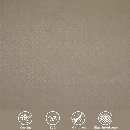 Fresh From Loom Double Bedsheet King Size Microfiber Rotary Printed With 2 Pillow Covers 144 TC Dark Beige Damas