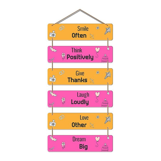 Artvibes Decorative Wall Hanging Ornaments Wooden Art Decoration Item for Home Decor | Quotes Decor Item | Set of 6