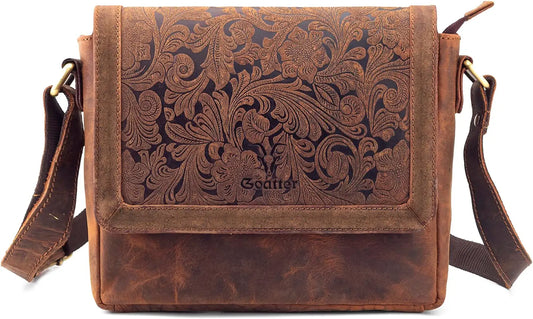 Goatter Hunter Leather Floral Sling Bag for Girls and Women,