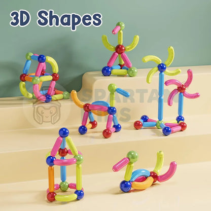 SPARTAN KIDS Magnetic Building Sticks Blocks  Learning Sticks and Balls, Educational Magnet Building Blocks, Activities Toys for Toddlers, for 3+ Years Old