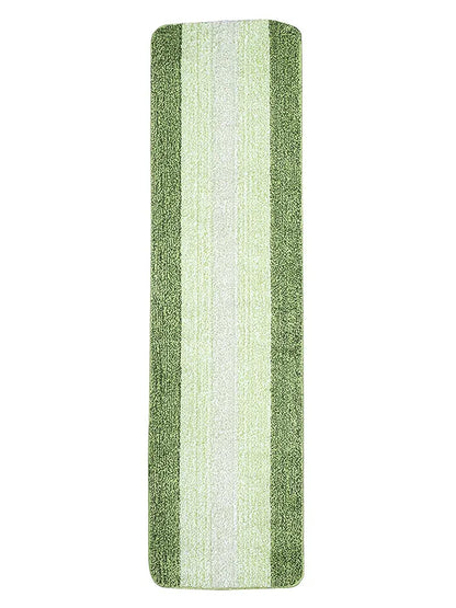 Saral Home Microfiber Striped Rectangle Anti-Skid Runner Colour Green