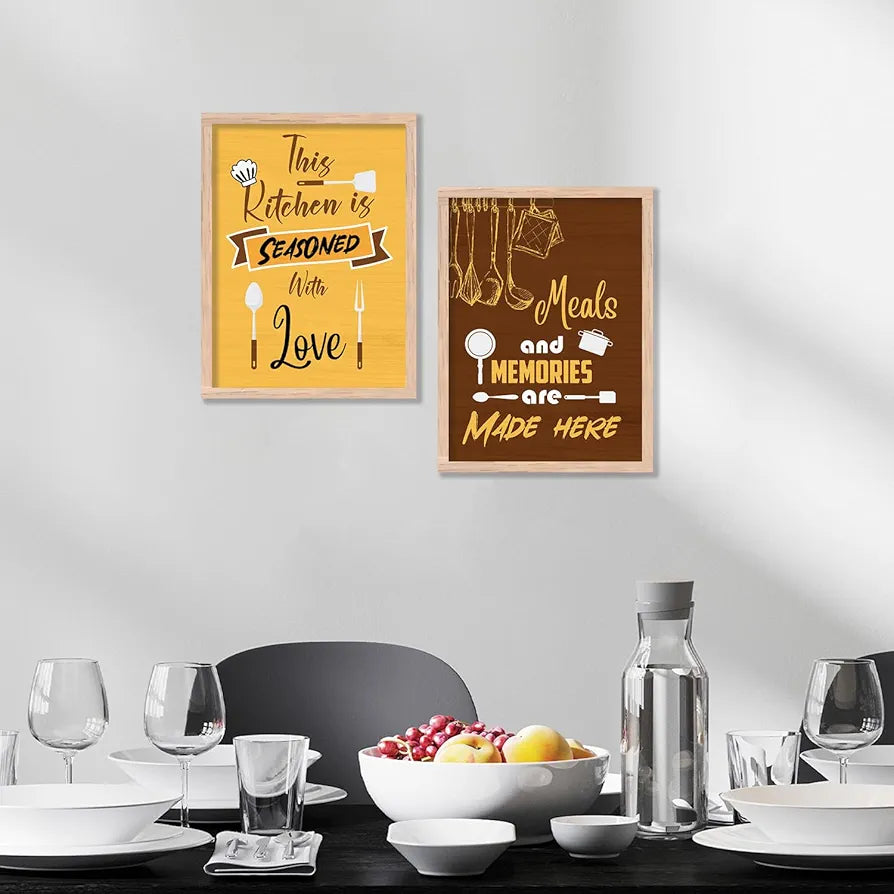 Kotart Kitchen Quotes Painting with Frame for Home Decoration Pack of 2 Design08