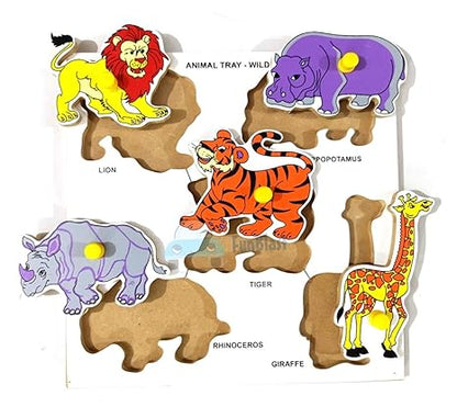 FunBlast Wooden Animals Educational Puzzle Toy and Colorful Learning Educational Board