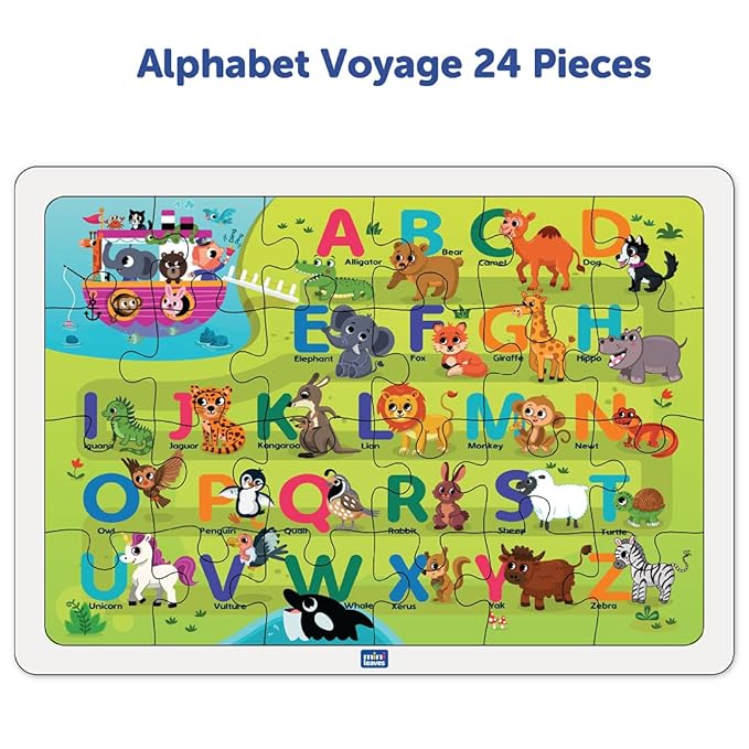 Mini Leaves 2 in 1 Combo | Premium Wooden Ocean Wonder and Alphabet Voyage Combo | Learning Puzzle Set for Kids | 59 Pieces