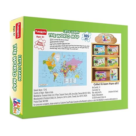 Funskool Play & Learn Funskool World Map Educational 105 Pieces Puzzle