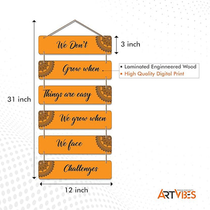 Artvibes Decorative Wall Hanging Wooden Art Decoration Item for Living Room | Home Decor | Quotes Decor Item | Set of 6