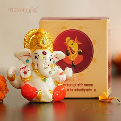 Tied Ribbons Resin Ganesh Idol for Car Dashboard (Multicolor, 6 cm x 5 cm Standard)