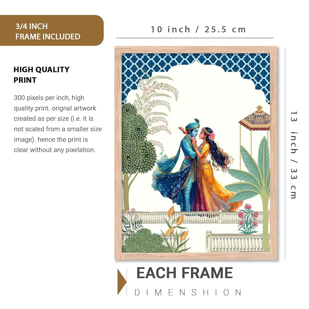 Kotart Framed Wall Painting Traditional Indian Wall Art Madhubani Paintings set of 6 C