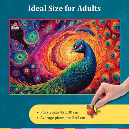 The Precious Peacock  Spirit Animal Wooden Jigsaw Puzzle by Playhills for Children and Adults 13+ Years| Perfect Holiday/Party Gift | Family Activity Games