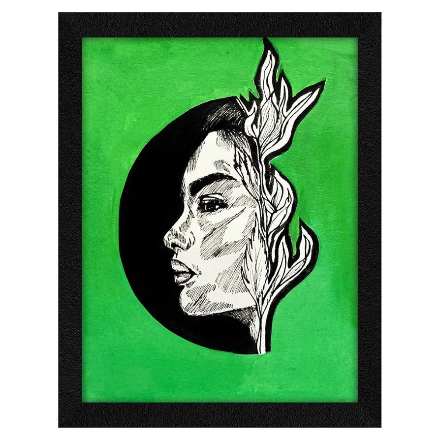 ArtX Paper Pen Art Abstract Girl Women Frame Wall Art Painting