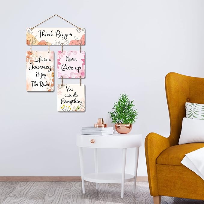 Artvibes Think Bigger Decorative Wall Art Mdf Wood Hanger for Home Decor | Quotes Items | Artworks for Decoration
