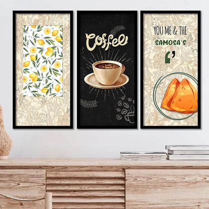Kotart Quotes Posters with Frame for Restaurant Wall Decoration Coffee Set of 3