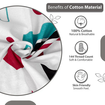 Divine Casa 144 TC Cotton Bedsheet for Single Bed with 1 Pillow Cover Colour Teal & White