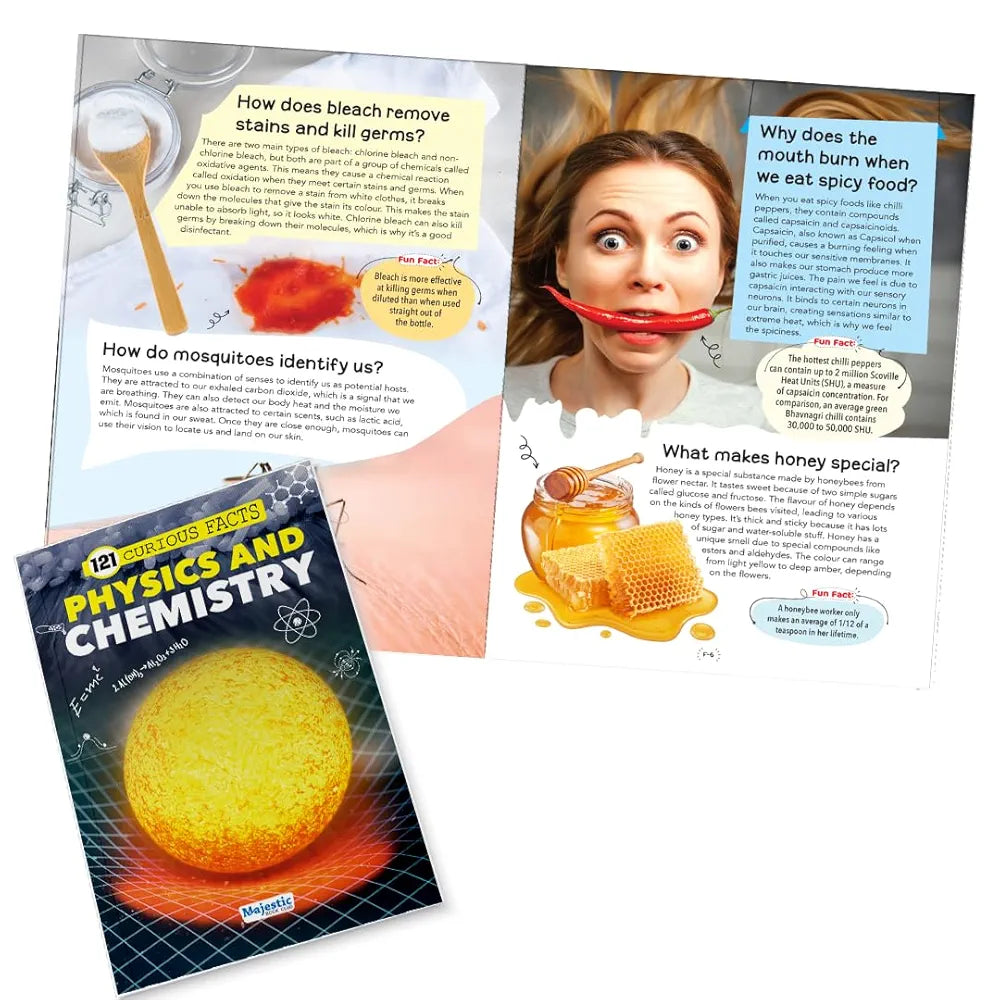 121 Physics and Chemistry Facts Book for Kids Ages 8+ | Educational Paperback with Colourful Images & Bold Text | 121 Curious Facts for All Ages by Majestic Book Club