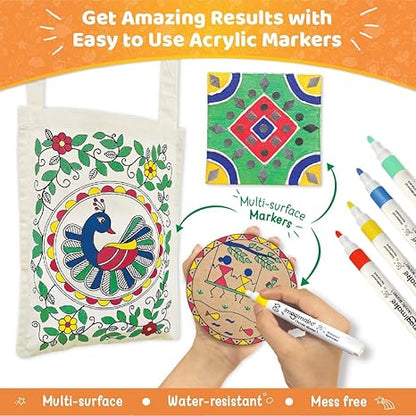 Imagimake Learn Indian Art Forms-Arts and Craft DIY Kit For Kids Block Printing Arts