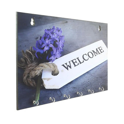 Ecraftindia Welcome Theme Wooden Key Holder With 6 Hooks
