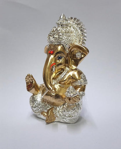 Gold Art India Ganesha Idol for Car Dashboard Statue Ganpati Vinayaka Vinayagar Figurine