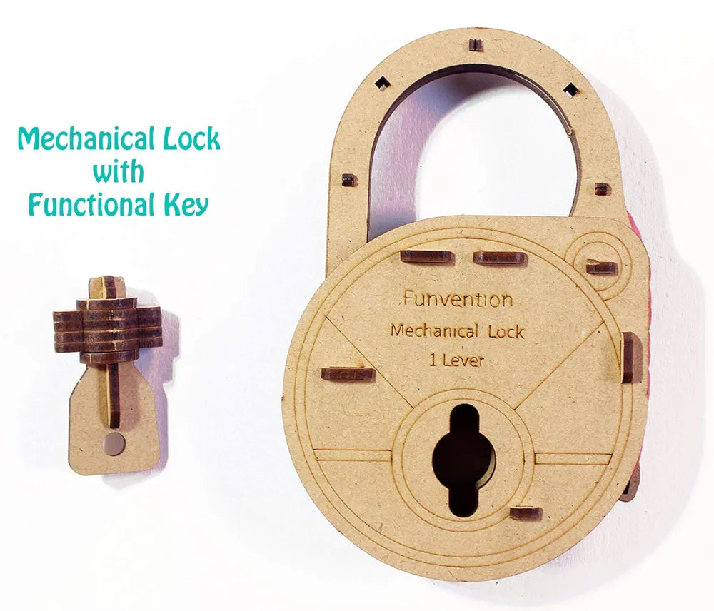 Funvention- For Little Scientist In Every for Kid Fantasy Build Working Lock Yourself Diy Mechanical Lock With Key Stem Learning Utility 