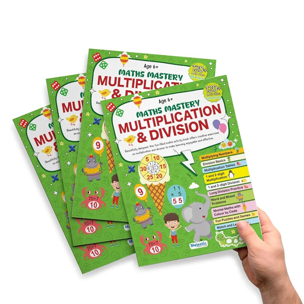 Multiplication and Division Maths Activity Book for Kids Ages 6+ | 120+ Engaging Activities with Answer Key | The Book Tree Books