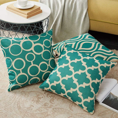 Aerohaven Set of 6 Satin Abstract Designer Decorative Throw Pillow/Cushion Covers Aqua/ Sea Green