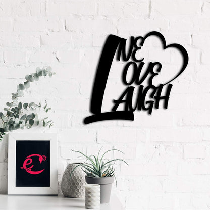 Ecraftindia Live Love Laugh Quote With Heart Black Engineered Wood Cutout Wall Art Decor | Inspirational Wall Hanging