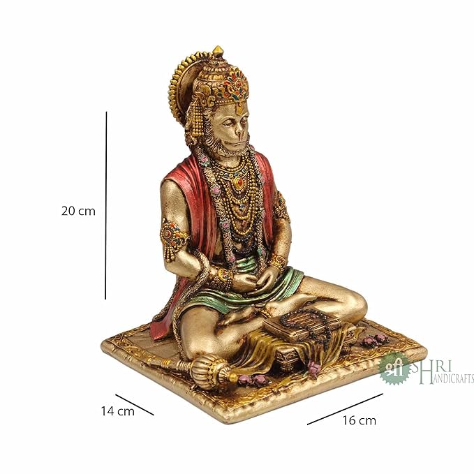 Indicast 8" Inch Cold Cast Resin Hanuman Ji Showpiece Antique Decor Bajrangbali Statue Idols