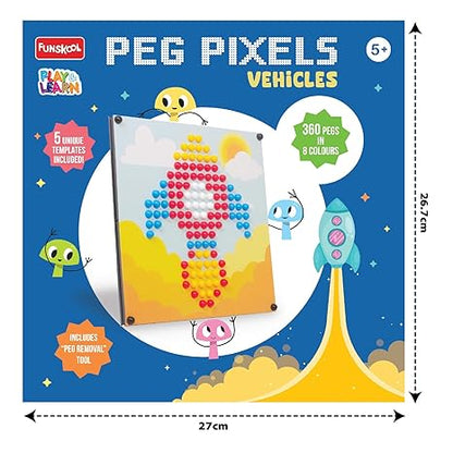 Funskool Peg Pixels Vehicles Educational 360 Pegs in 8 Colours Puzzle with 5 Designs