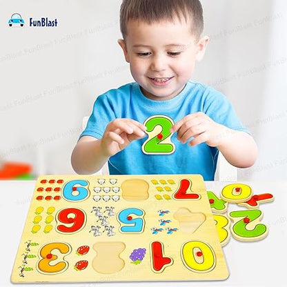 FunBlast Wooden Colorful Learning Educational Board for Kids with Knobs Wooden Board