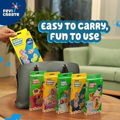 Fevicreate Stick-n-Create Mirror Magic Ocean Adventures Kit | Multi-Coloured Sparkly Stickers | Ocean Creature Templates | Travel Friendly | Boosts Creativity | Screen-Free Play | Gifting | Ages 3 +