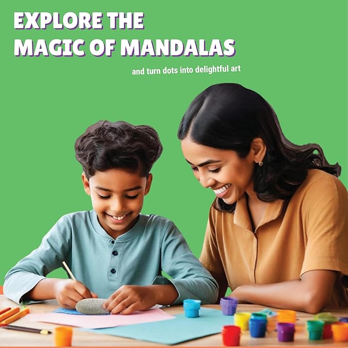 Kalakaram Diy Dot Mandala Art Rock Painting Kit | Create a Mandala Design on Rocks With 3 Large Re-useable River Rocks | Activity Kit for Kids