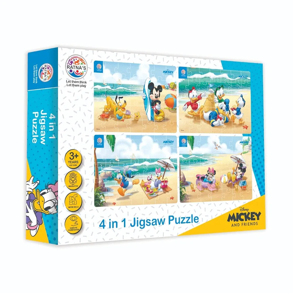 Ratna's 4 in 1 Disney Jigsaw Puzzle 140 Pieces for Kids. 4 Jigsaw Puzzles 35 Pieces Each 