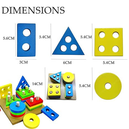 FunBlast Intellectual Geometric Shape Matching Four Column Blocks Educational & Learning