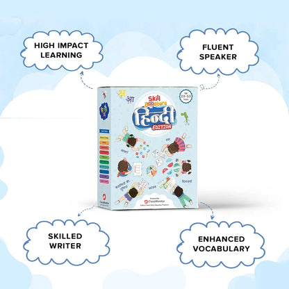 ClassMonitor Hindi Language Learning Kit with Mobile App, 850+ Hindi Vocabulary Words, 100+ Swar, Vyanjan & Matra Tiles, 52 Flash Cards, 24 Conversion Cards, Puzzle for 2-6 Years Kids