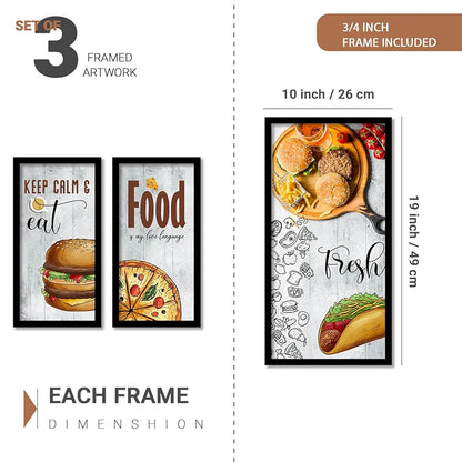 Kotart Kitchen Quotes Posters with Frame for Restaurant Fresh Set of 3