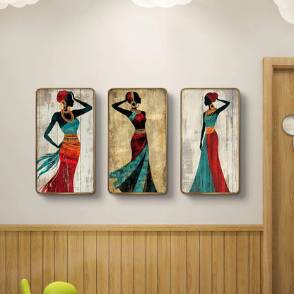 Livin'luxe Set of 3 Modern Art Madhubani Painting Premium Golden Framed Wall Paintings SG19