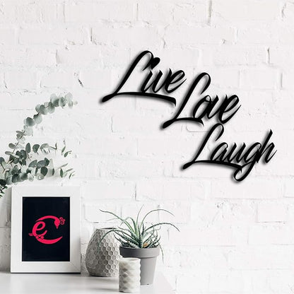 Ecraftindia "Live Love Laugh Black Engineered Wood Cutout Wall Art Decor | Romantic Wall Hangings