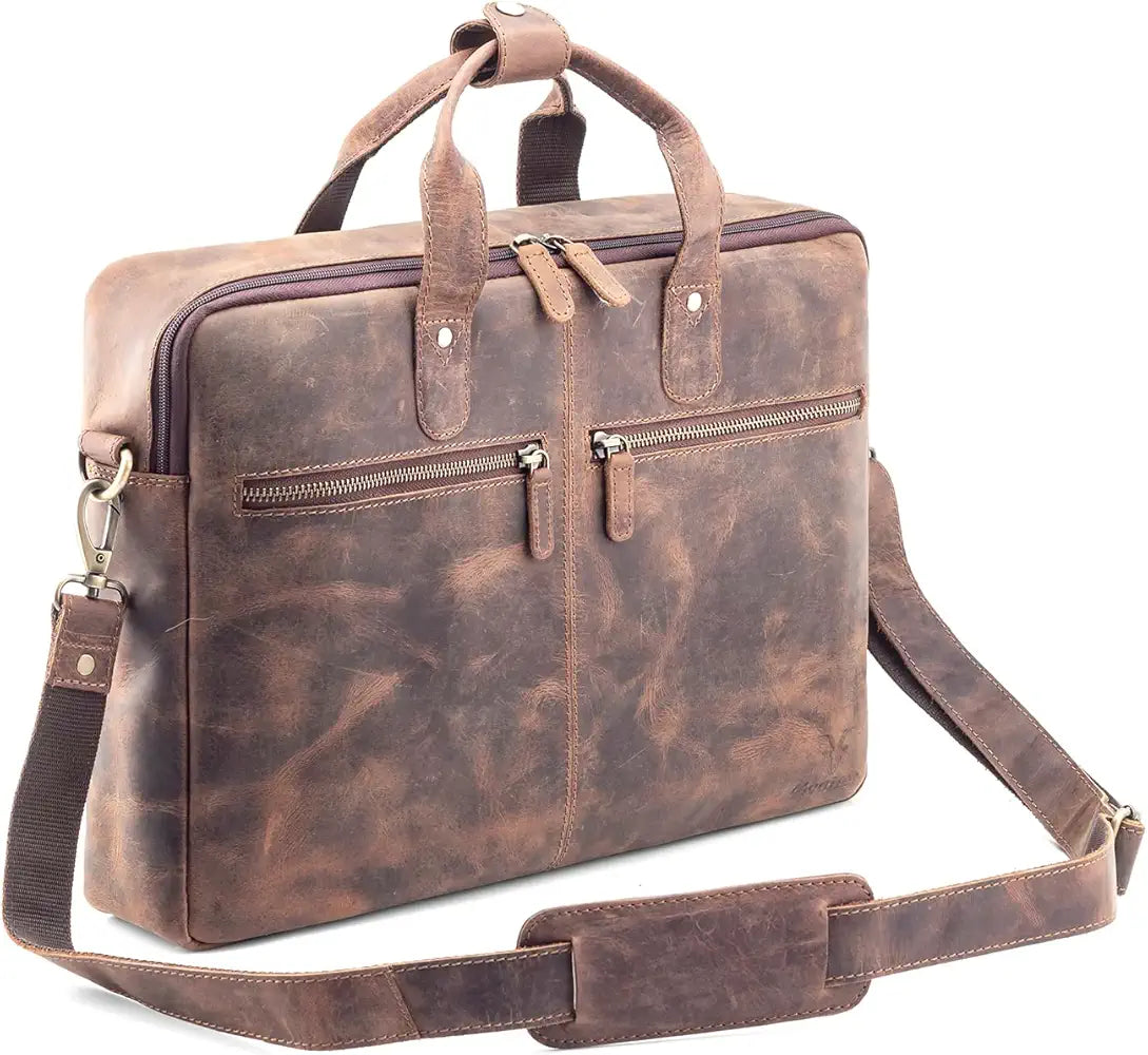 Goatter Genuine Leather 16" Inch Laptop Messenger Bag/Office Bag For Men