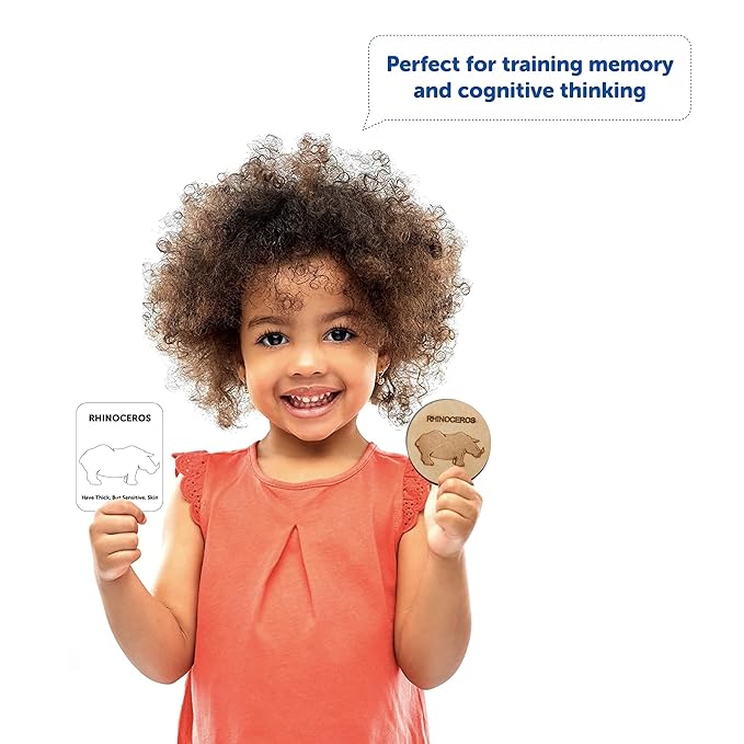 Mini Leaves Wooden Memory Card Game for Kids | Forest Animal Puzzle Set With Wooden Box