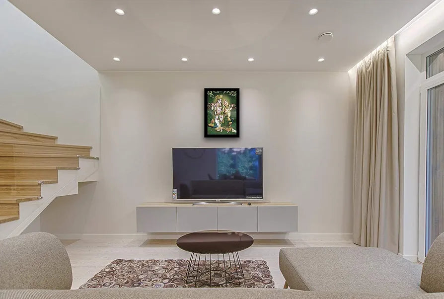 Lifehaxtore Soothing Radha Krishna Art Framed Painting